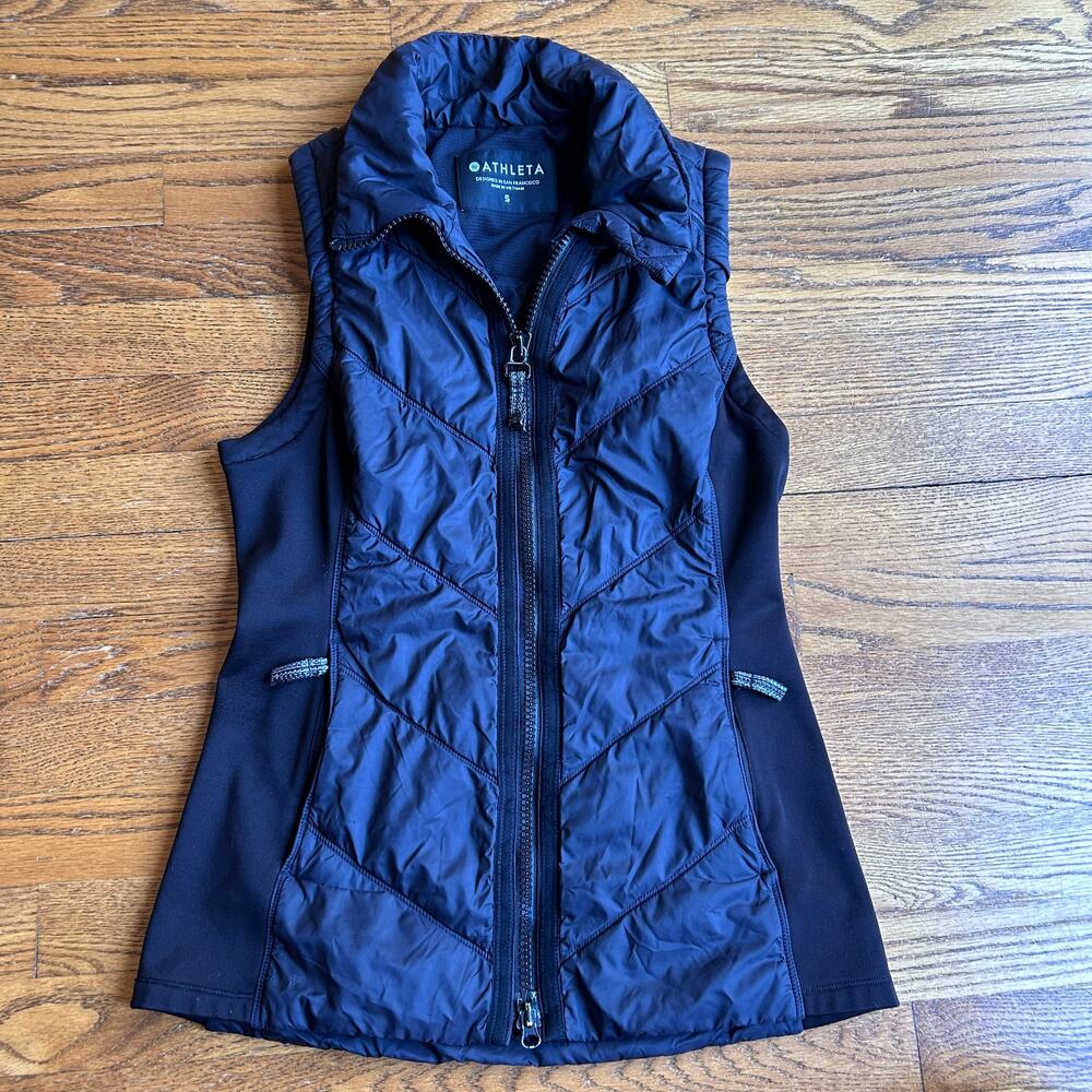 Athleta Rock Ridge Black Quilted PrimaLoft Full Zip Vest-Size Small - Picture 3 of 12